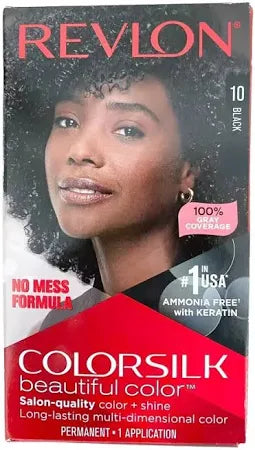 Revlon ColorSilk Beautiful Color Black #10 - Ammonia-Free Permanent Hair Dye - ANNS BEAUTY SUPPLY